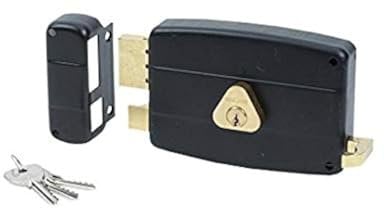 Bricard 1844 Serrure en applique horizontale tirage 2 entrées Cylindre 5 Goupilles Gauche, Noir