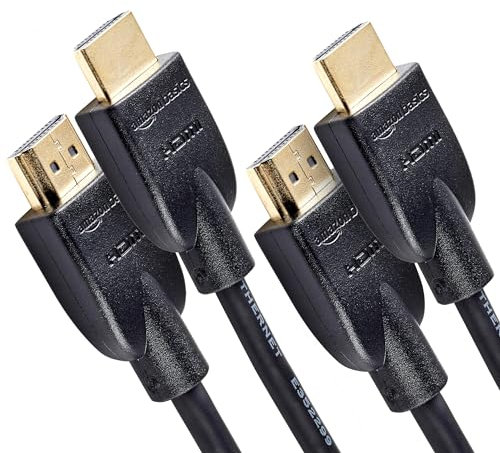 Amazon Basics Lot de 2 câbles HDMI 4K de 3 m - Haute performance 18 Gbps avec Ethernet, 4K@60Hz, 2160p, Noir