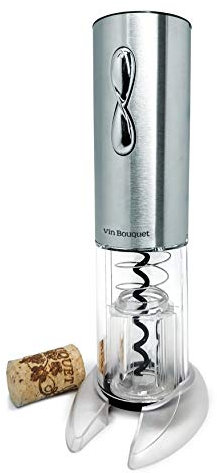 VinBouquet FID 004 Tire-Bouchon électrique Compact avec décapsulateur et Chargeur en Acier manganèse Argenté 18 x 26,5 x 5,5 cm, Acier