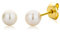 Miore Bijoux Fille Clous d'Oreilles avec Perle d'eau douce ronde blanche 4.00 mm Boucles d'Oreilles Enfant en Or Jaune 9 Carats 375 Or, Livré Dans une Boîte à Bijoux