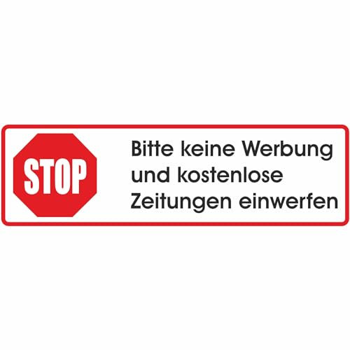 Keine Werbung! 1 weißer Briefkastenaufkleber 70x20 mm - Bitte keine Werbung und kostenlose Zeitungen einwerfen