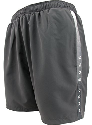 HUGO BOSS Bade Shorts S 081 anthrazit Grey Normale Länge mit Gesäßtasche und Innenslip