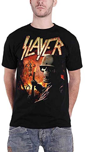 Slayer T Shirt Soldier Skull Burning Torch Band Logo offiziell Herren Nue M