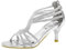 SheSole Ladies Heels Strappy Low Kitten Dress Prom Wedding Bride Sandals Silver Shoes UK Size 3