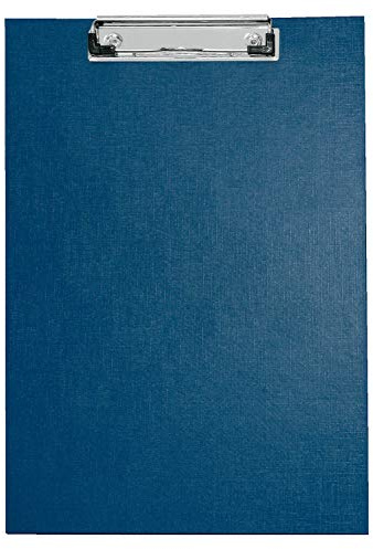VELOFLEX 4814950 - Schreibplatte DIN A4, PP-kaschiert, Leinenstruktur, Metallklemme mit Hängeöse, Klemmbrett blau, 1 Stück