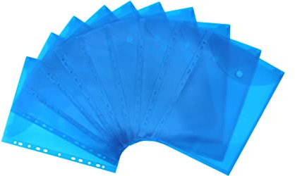 EXXO by HFP 35426 Prospekthülle mit Klappe und Abheftrand, 10 Stück, 310 x 235 mm, transparent blau