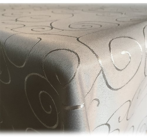 JEMIDI Tischdecke Ornamente Seidenglanz Edel Tisch Decke Tafeldecke 31 Größen und 7 Farben Hellgrau 130x260