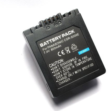 Maxsima - 800mAh compatible Battery for Panasonic CGA-S006E, CGA-S006, CGR-S006, CGA-S006A, CGA-S006A/1B, CGR-S006A, CGR-S006E, CGR-S006E/1B, DMW-BMA7