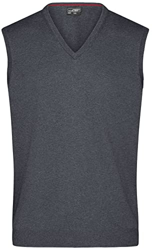 James & Nicholson Herren V-Pullunder - Klassisch geschnittener Pullunder aus hochwertiger Baumwolle | Farbe: anthracite-melange | Grösse: M