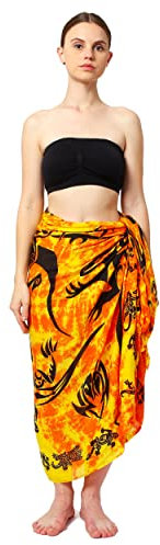 Ciffre Sarong Pareo Wickelrock Strandtuch Tuch Wickeltuch Handtuch Gecko Orange + Schnalle