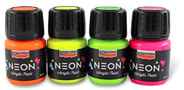 Zita's Creative Acrylfarbe neon in Set 4x30ml Neonfarbe, Leuchtfarbe, Bastelfarbe, Acrylfarbe
