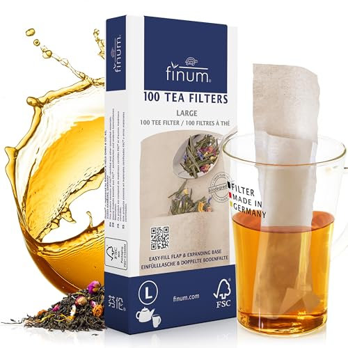 finum® 100 Tea Filters L Braun Teebeutel Für Losen Tee aus Papier Biologisch Abbaubar Teefilter Papier FSC Zertifiziert Filter Für Tassen und Kannen (1)