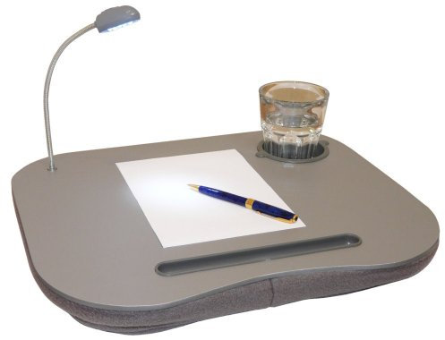 Safield Modern Silver Laptop Desk with Light, Cushion