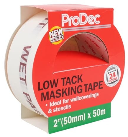 ProDec Ruban de masquage 50 mm x 50 m multi-surfaces peu collant pour surfaces délicates lignes nettes pour surfaces intérieures compatible avec toutes les peintures