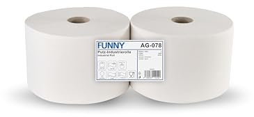 Funny Putzpapierrollen, 2 lagig, hochweiß, circa 22 cm, 1500 Blatt, 1er Pack (1 x 2 Stück)