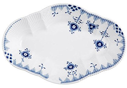 Royal Copenhagen Blue Elements Ovale Schale aus Porzellan in der Farbe Blau-Weiß, Maße: 23cm x 15,5cm x 4cm, 1017050