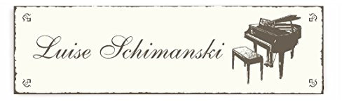 Selbstklebendes Türschild Piano Klavier Flügel - mit persönlichem Wunschnamen
