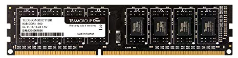 Team Group Elite CL11 Memoria DDR-III 8 GB, PC 1600 MHz, Argento