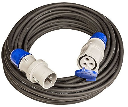 Poly Pool PP2652 Prolunga CEE 3 Poli, 20 m Cavo 3G1,5 mmq Spina e Presa Industriale IEC309 Grande 16A IP44 Ideale per Camper, 230 V, Nero
