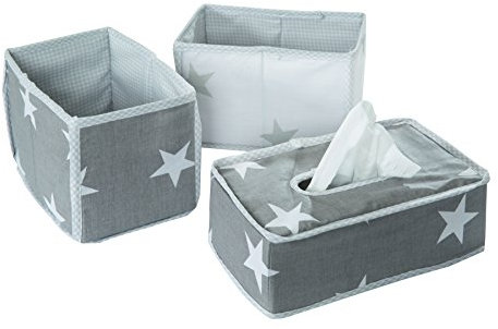 roba Pflege Organiser Set 'Little Stars', 3tlg, Aufbewahrungsbox Set, 2 Boxen für Windeln & Wickelzubehör, 1 Dekobox für Feuchttücher