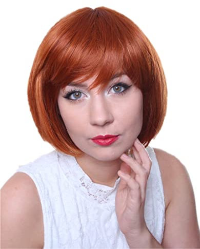 Prettyland Damen Kupfer-rot Orange Kurz-haar Bob Glatte Manga Anime Kurze Alltag-Perücke Wig C531