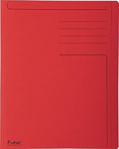 Exacompta 441003E 100er Pack Aktendeckel Forever mit Beschriftungsfeld aus Recycling Karton 280g für DIN A4 rot Sammelmappe Dokumentenmappe ideal für Büro und Schule