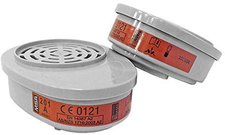 MSA 430371 Advantage Atemschutz | Gasfilter A2 | Wiederverwendbar | Bajonett-Klick-Anschluss | Paar | EN 14387