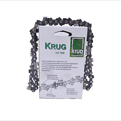 Sägekette KRUG 45cm [Teilung 3/8 P,LP -Treibgliedstärke 1,3mm -61 Treibglieder] für 45cm Schwert-kompatibel für Variolux, Fleurelle, Güde und weitere Motorsägen- VIBRATIONSARM+BELASTBAR+HOHE SCHNITTLEISTUNG -(Ausführung: Low-Profil, Hobby, Halbmeißel)- Professionelle KRUG Ersatzkette 3/8-1,3mm-61