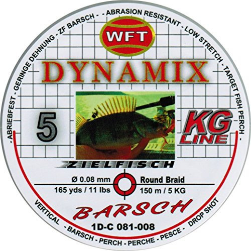 WFT Round Dynamix Barsch red 150m, geflochtene Schnur fürs Barschangeln, Raubfischschnur, rote Angelschnur, Durchmesser/Tragkraft:0.08mm / 5kg Tragkraft