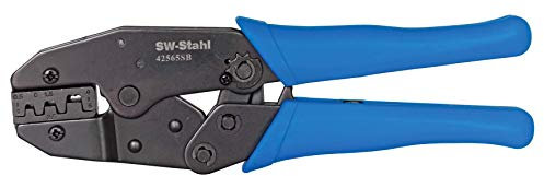 SW-Stahl 42565SB Kabelschuhklemmzange, für unisolierte Verbinder I Crimpzange 0,5–6 mm² I Crimpzange mit Hebelübersetzung & Zwangssperre I Presszange für KFZ, Kupferkabel & Flachstecker