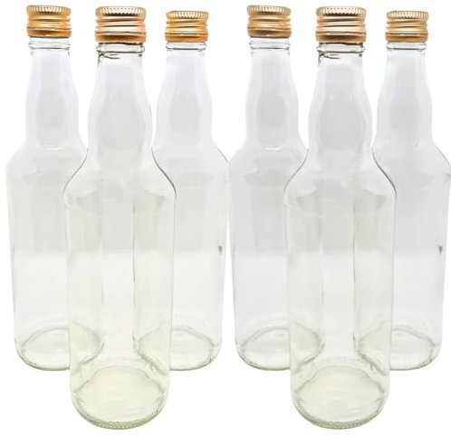 DIAH DO IT AT HOME Glass Round Bottle 500 ml 50 cl + Screw Caps Lids Set of 30 Bottles and Lids Home Brewing Homemade Spirit Storage