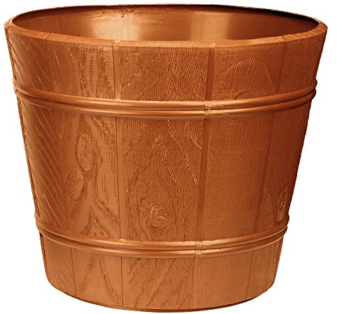 VERDENIA Blumentopf Leichter Blumenkübel Holzinspiriertes Design Dekorativer Topf für Pflanzen für Innen und Außenbereich Pflanztopf aus Kunststoff Runder Viele Farben und Größen 38cm 7212 Terrakotta