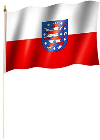 Stockflagge/Stockfahne THÜRINGEN Flagge/Fahne ca. 30 x 45 cm mit ca. 60cm Stab/Stock