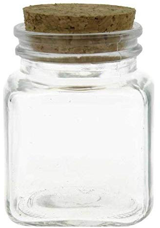 12 pezzi Barattolo bomboniera confettata in vetro quadro quadrato bombato con sughero