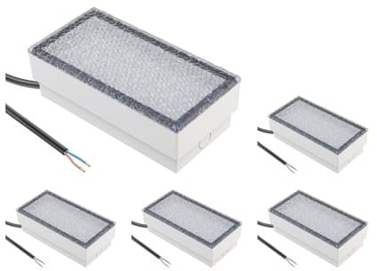 ledscom.de 5 Stück LED Pflasterstein Bodeneinbauleuchte CUS für außen, IP67, eckig, 20 x 10cm, 2,8 W, 251lm, warmweiß