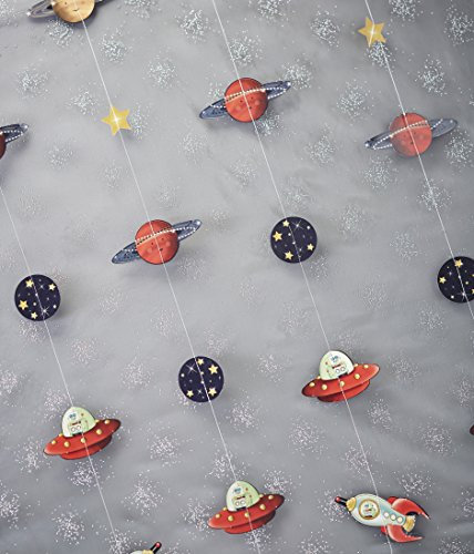 Ginger Ray Kinder-Party-Hintergrund mit Raumschiff-Planeten und Robotern