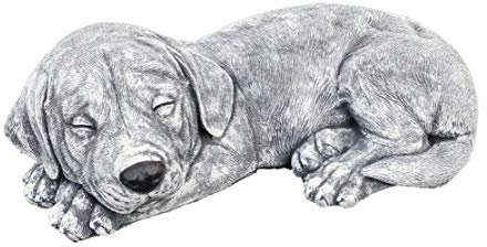 Steinfigur Hunde Welpe Labrador, Frost- und wetterfest bis -30°C, massiver Steinguss