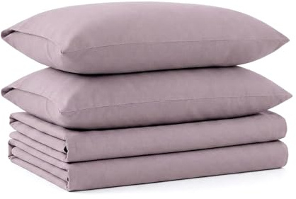 Tribeca Living Triple Brushed Soft Cotton Flannel Sheets Set, Queen Size 170-GSM Weight Extra Deep Pocket Sheet in Solid Lavender Color