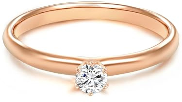 Trilani Damen Ring 925/- Sterling Silber roségold | rosévergoldet 18 Karat, Solitärring, Zirkonia, weiß, Brillantschliff