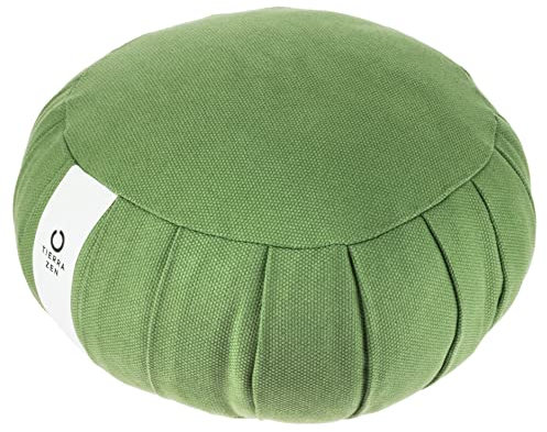 Tierra Zen Meditationskissen rund Baumwolle 20 x 17 cm, olivgrün, 20 x 17 cm