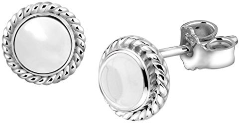 Nenalina Ohrstecker 925 Silber Damen Ohrringe rund mit Geburtsstein Bergkristall weiß für Frauen und Mädchen