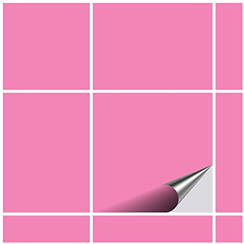 FoLIESEN - Tile Stickers, 20 x 20 cm, Self-Adhesive Tile Film for Bathroom and Kitchen, Removable Adhesive Film for Wall Tiles, Kitchen Back Wall and Borders, 150 Adhesive Tiles, Glossy Light Pink