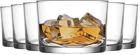 LAV 6X Clear 240ml Bodega Whisky Glasses - Glass Water Wine Whiskey Gin Juice Cocktail Drinking Glassware Cup Set