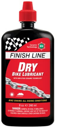 Finish Line Unisex's Dry Lube (Teflon Plus), 8oz Liquid Lubricant DSC Cycling Chain, Red, 8 oz / 240 ml
