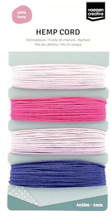 Vaessen Creative assortimento, Corda di Canapa, Viola/Rosa, 4 x 10 m