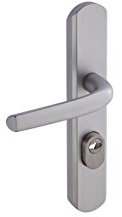 Vachette Poignée de Porte sur Plaque Sécumax One - Version Clé I, Entraxe 195 mm - Pose Facile - en Aluminium - Protecteur de Cylindre Inox Ajustable de 5 mm - Anodisé Argent - Garantie 10 Ans