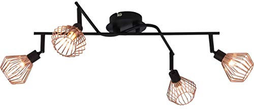 BRILLIANT Lampe Dalma Deckenspot 4flg Kreuz schwarz/kupfer | 4x QT14, G9, 3, geeignet für Stiftsockellampen (nicht enthalten) | Köpfe schwenkbar