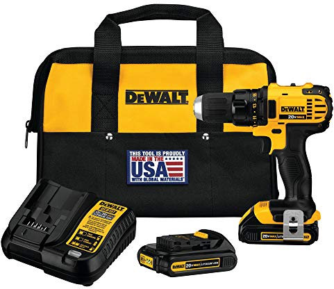 DEWALT 20V MAX* Cordless Drill/Driver Kit, Compact, 1/2-Inch (DCD780C2)