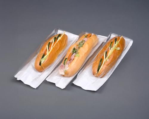Bag It Plastics Film Fronted Baguette Paper Food Bags 4 x 6 x 14 / 100mm x 150mm x 350mm - (Pack of 100) – Perfect for Bakeries, Cafés, Delis & Food Stalls