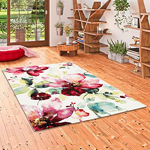 Pergamon Designer Teppich Brilliant Rosa Pink Blumen in 3 Größen